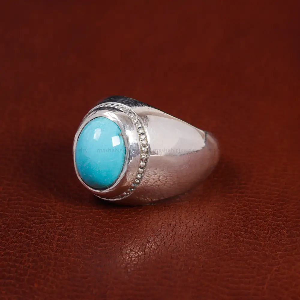 انگشتر فیروزه عجمی مردانه کد 15692