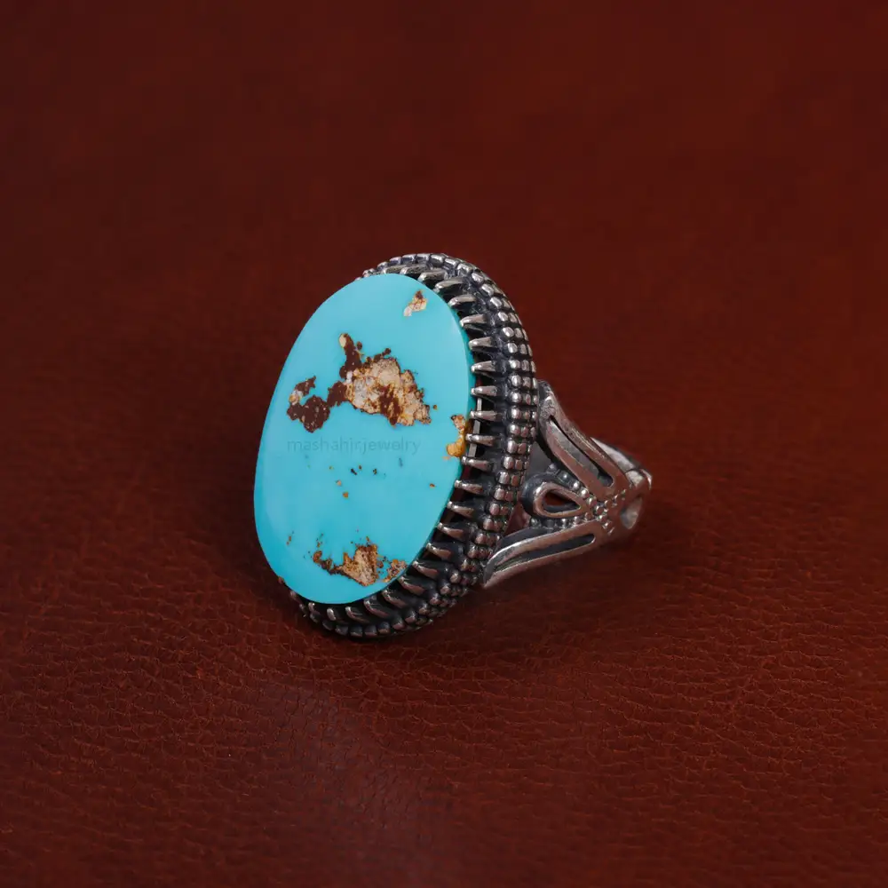 انگشتر فیروزه شجری مردانه کد 15794
