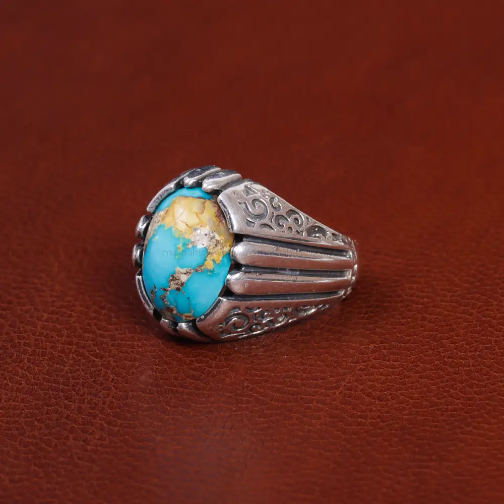 انگشتر فیروزه شجری مردانه کد 15813