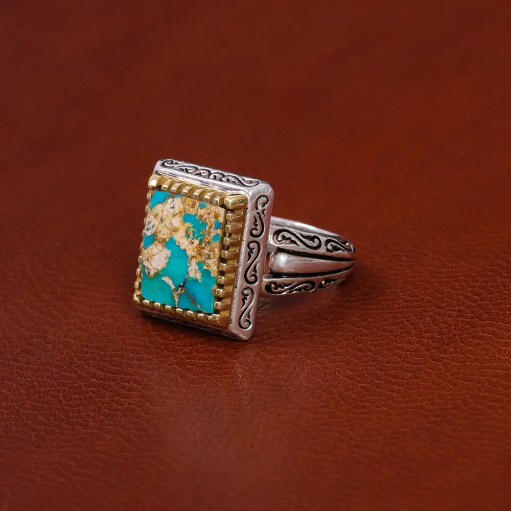 انگشتر فیروزه شجری مردانه کد 15828