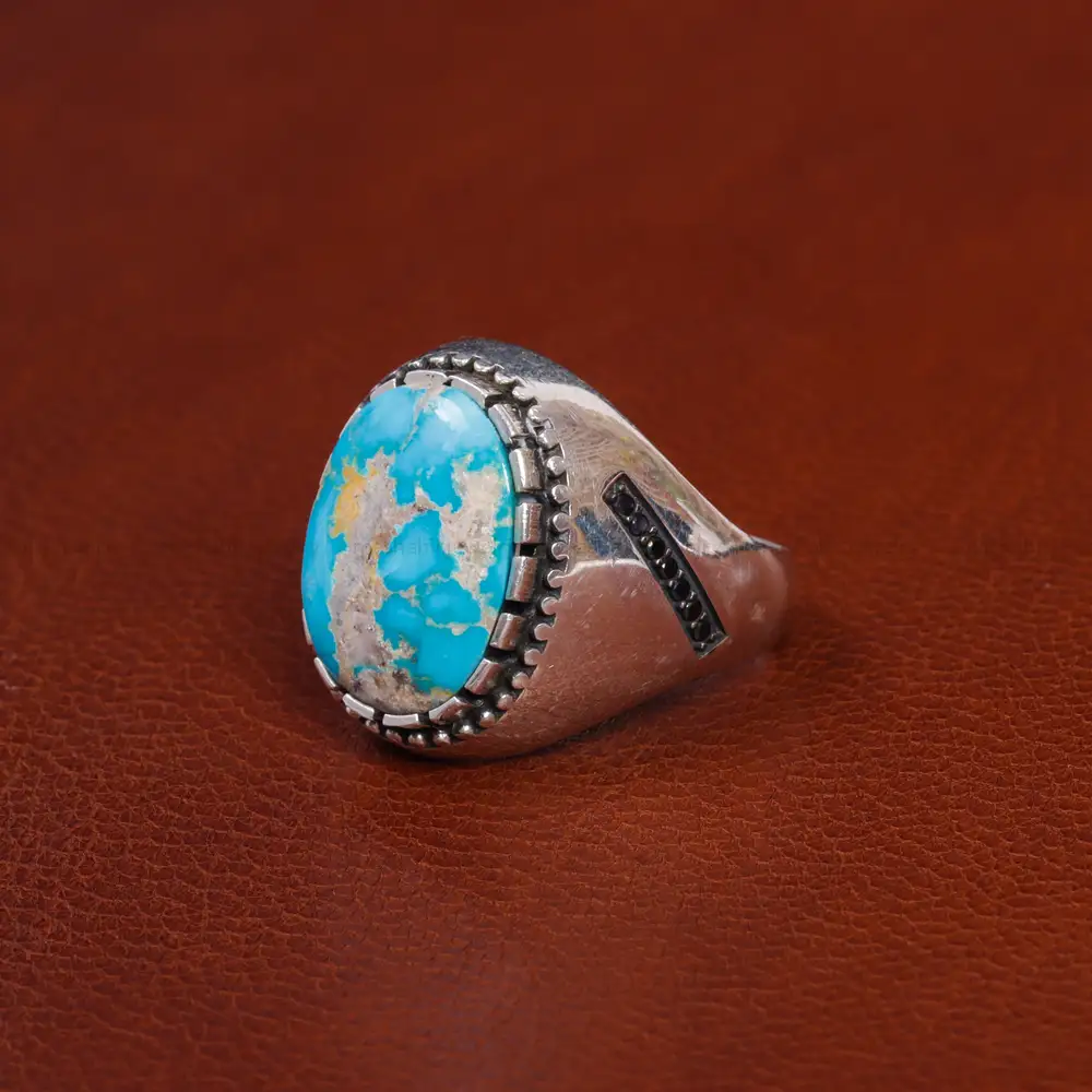 انگشتر فیروزه شجری مردانه کد 15829