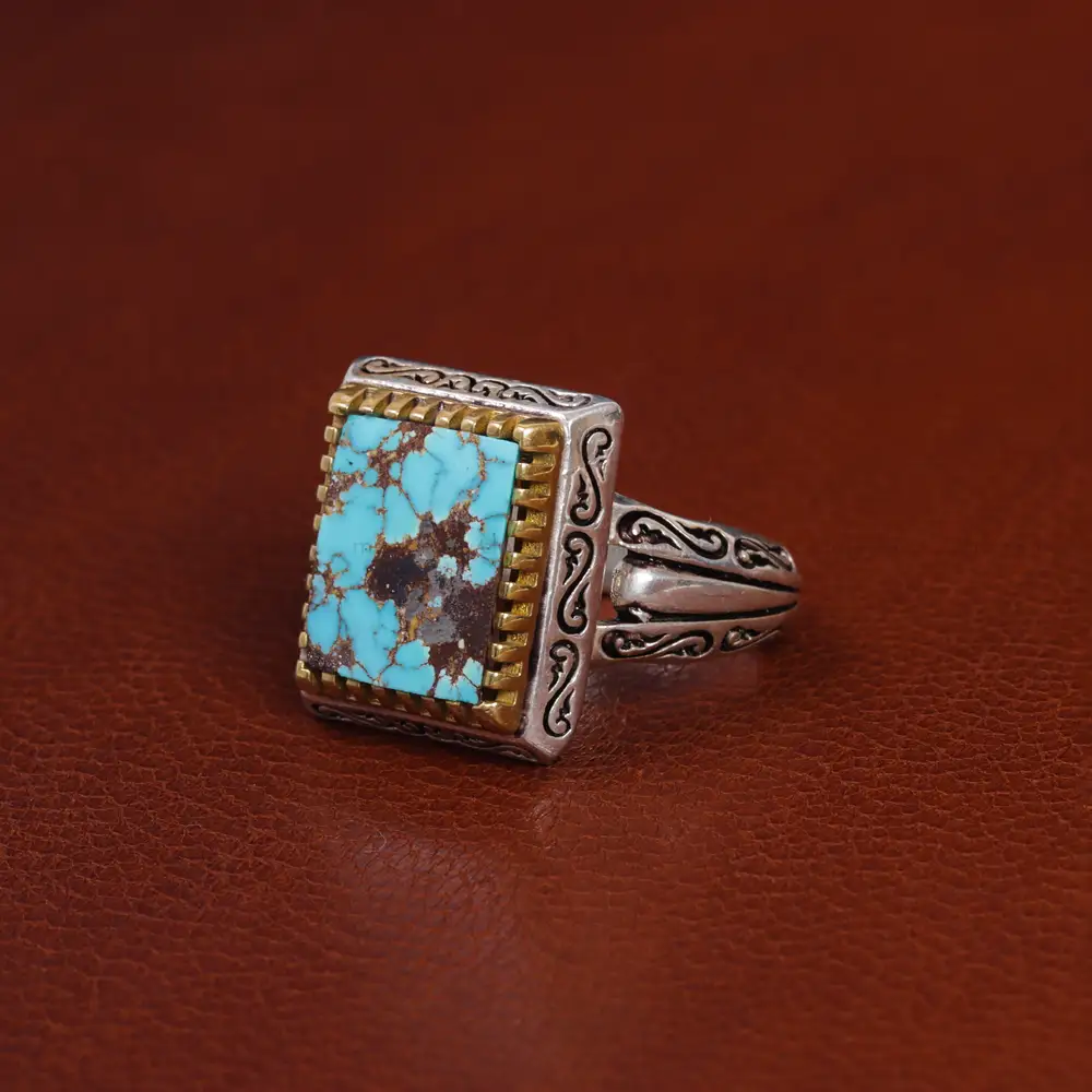 انگشتر فیروزه شجری مردانه کد 15844