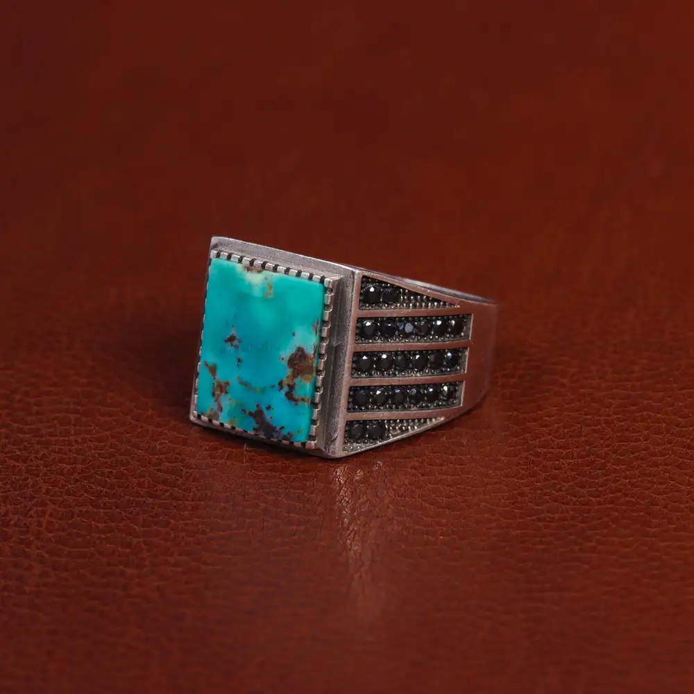 انگشتر فیروزه شجری مردانه کد 15845