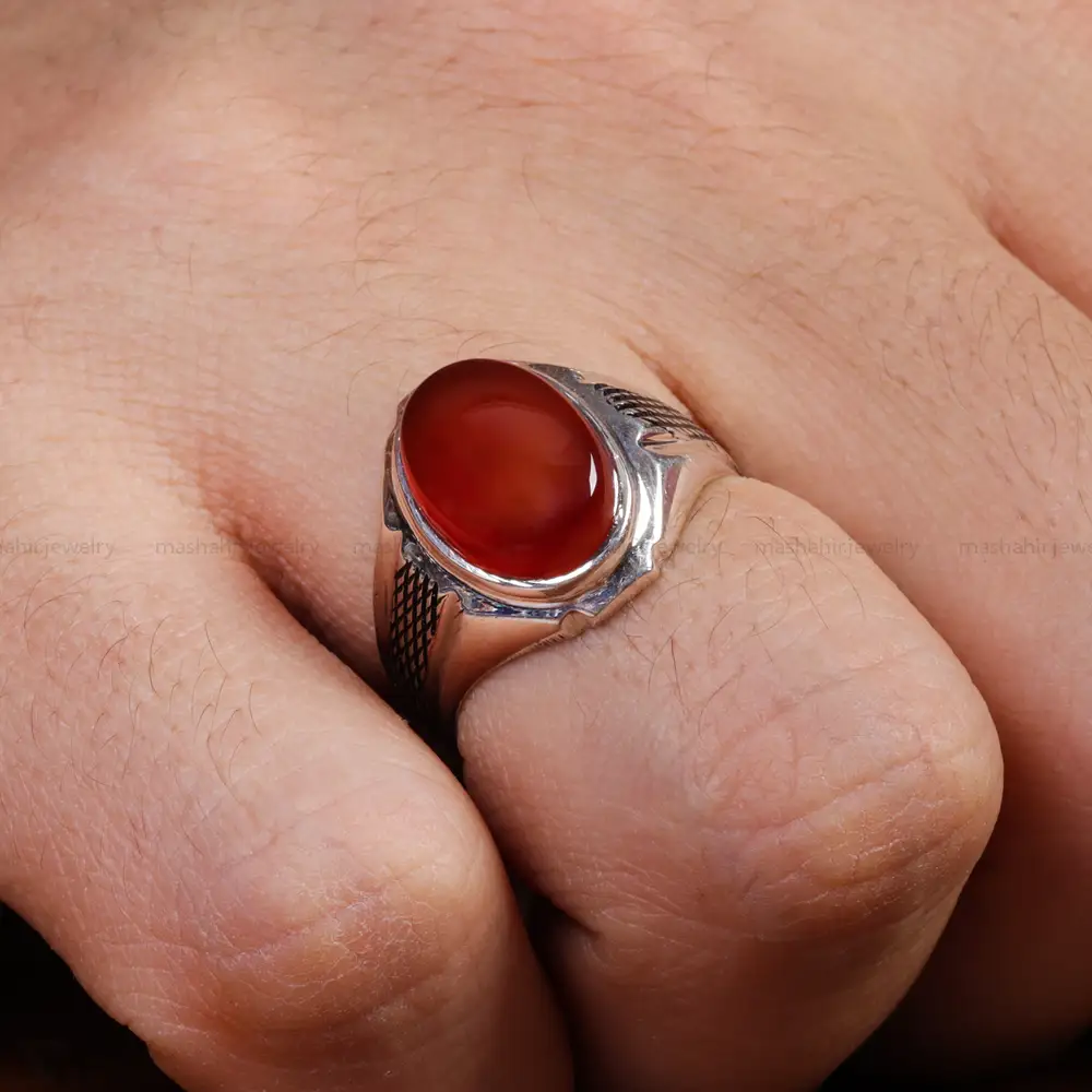 انگشتر عقیق مردانه کد 15506