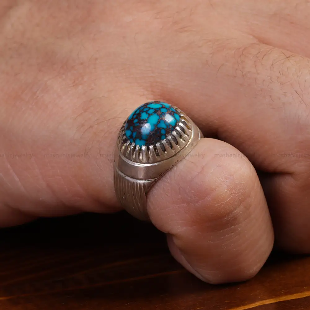 انگشتر فیروزه شجری مردانه کد 15514