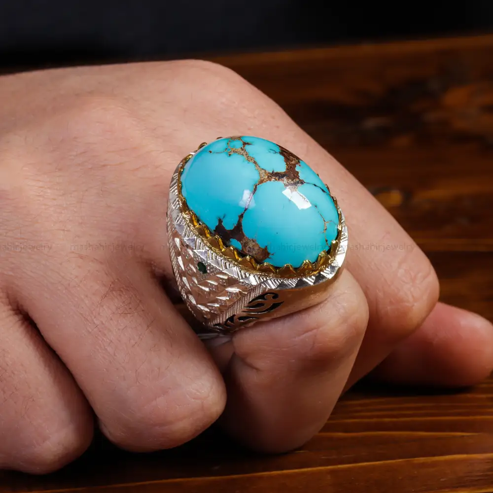 انگشتر فیروزه شجری مردانه کد 15532