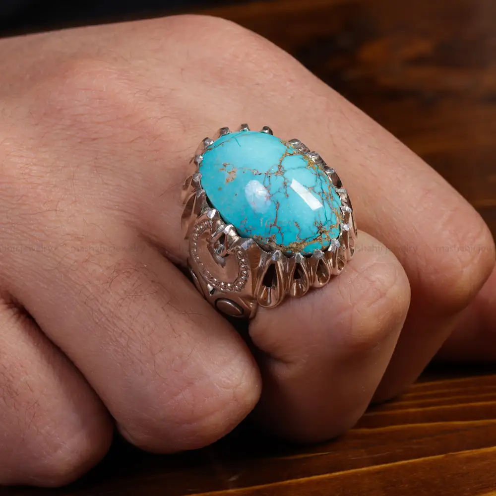 انگشتر فیروزه شجری مردانه کد 15545