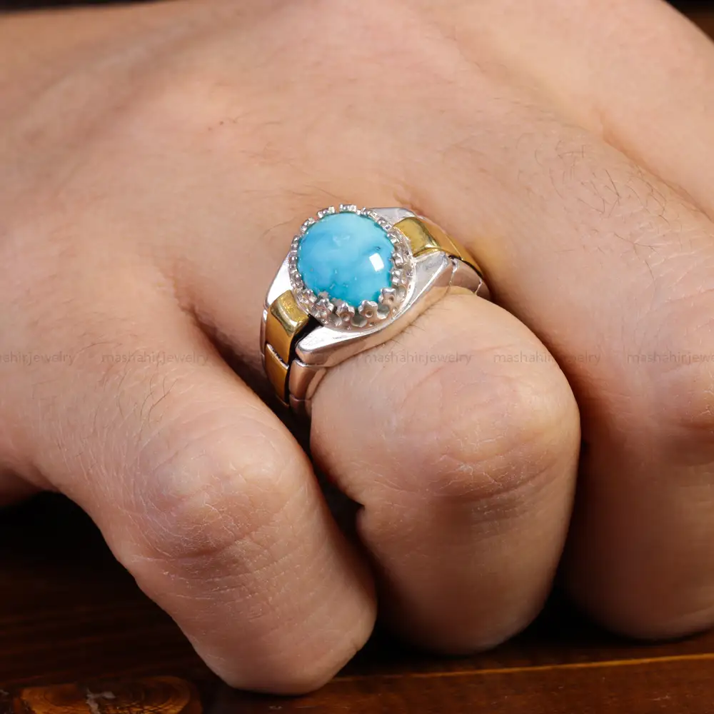 انگشتر فیروزه شجری مردانه کد 15743