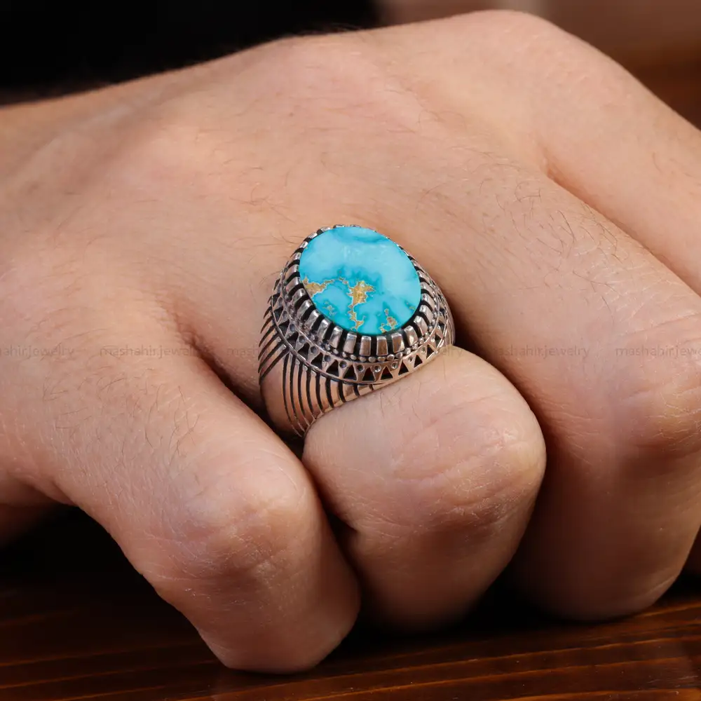 انگشتر فیروزه شجری مردانه کد 15750