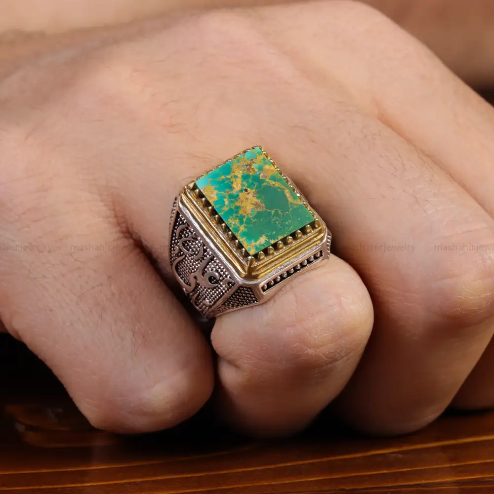 انگشتر فیروزه شجری مردانه کد 15751