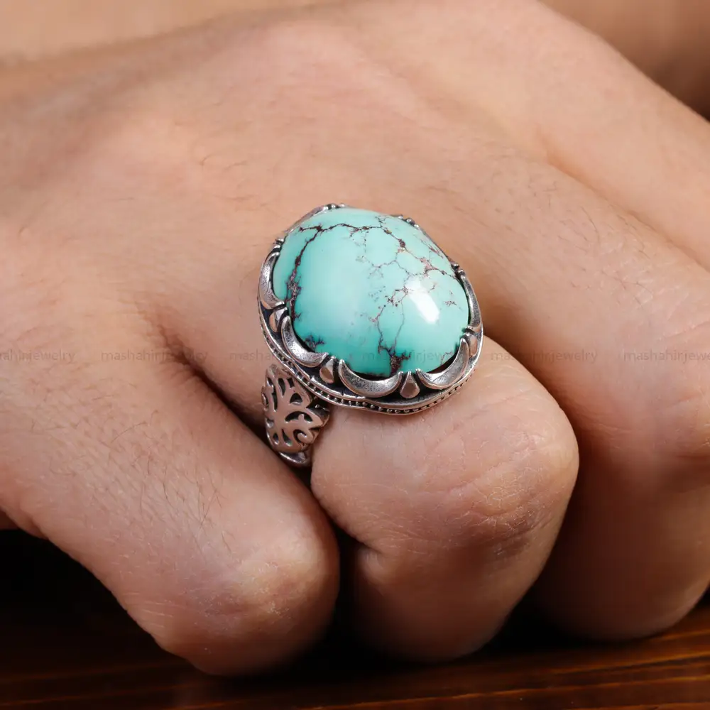 انگشتر فیروزه شجری مردانه کد 15754