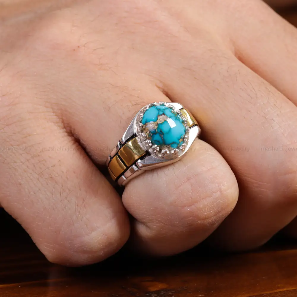 انگشتر فیروزه شجری مردانه کد 15772