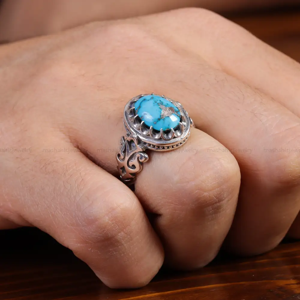 انگشتر فیروزه شجری مردانه کد 15777