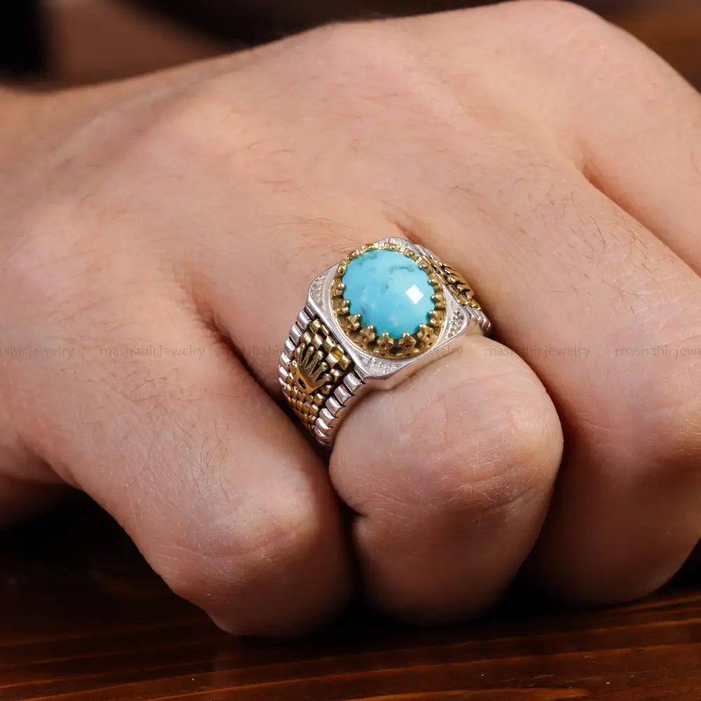 انگشتر فیروزه شجری مردانه کد 15789