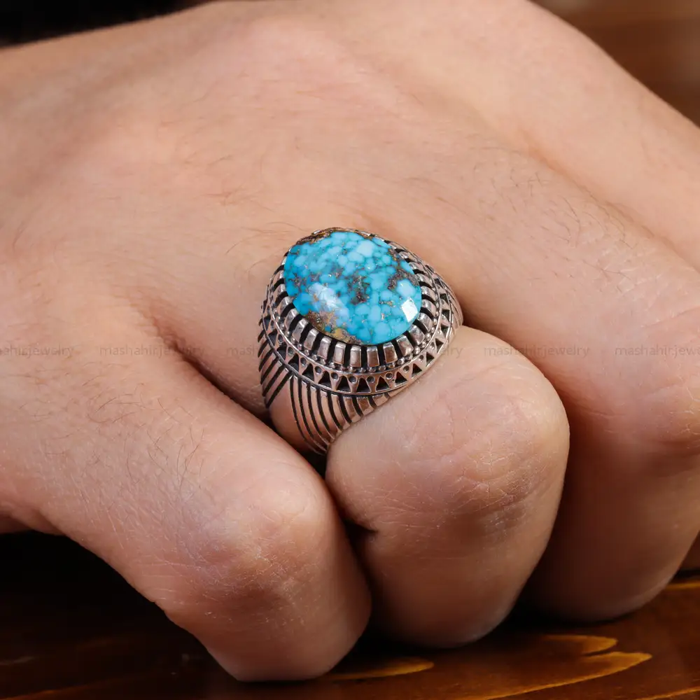 انگشتر فیروزه شجری مردانه کد 15799