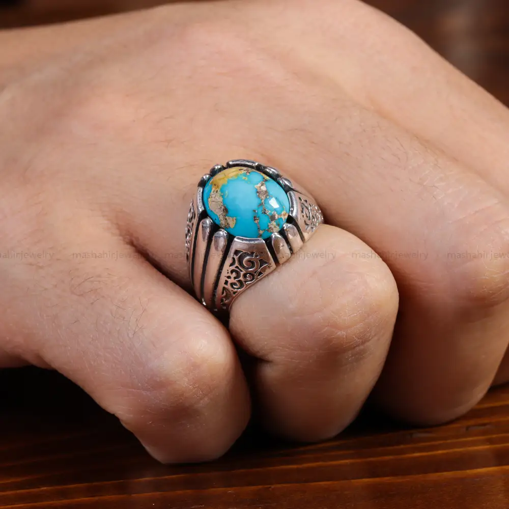 انگشتر فیروزه شجری مردانه کد 15813