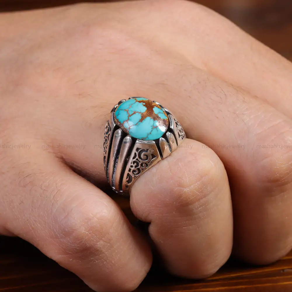 انگشتر فیروزه شجری مردانه کد 15815