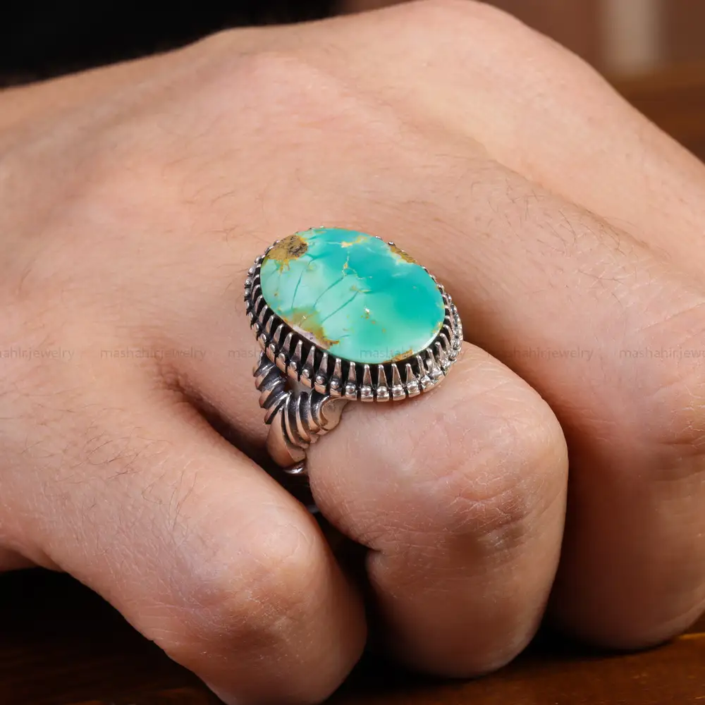 انگشتر فیروزه شجری مردانه کد 15825