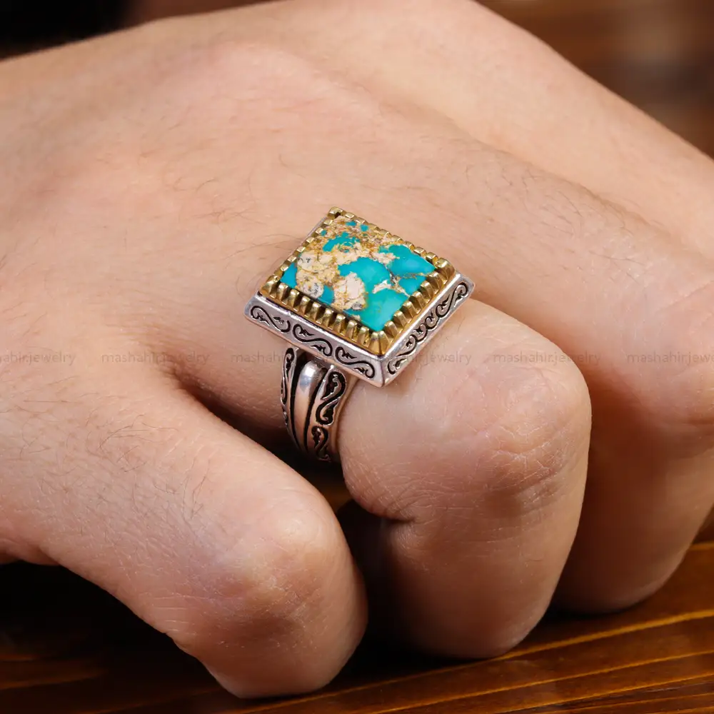 انگشتر فیروزه شجری مردانه کد 15828