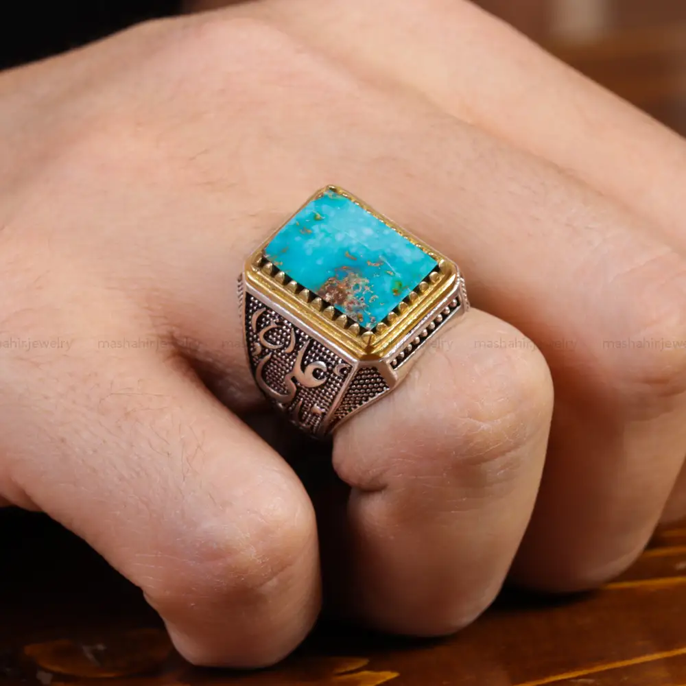 انگشتر فیروزه شجری مردانه کد 15833