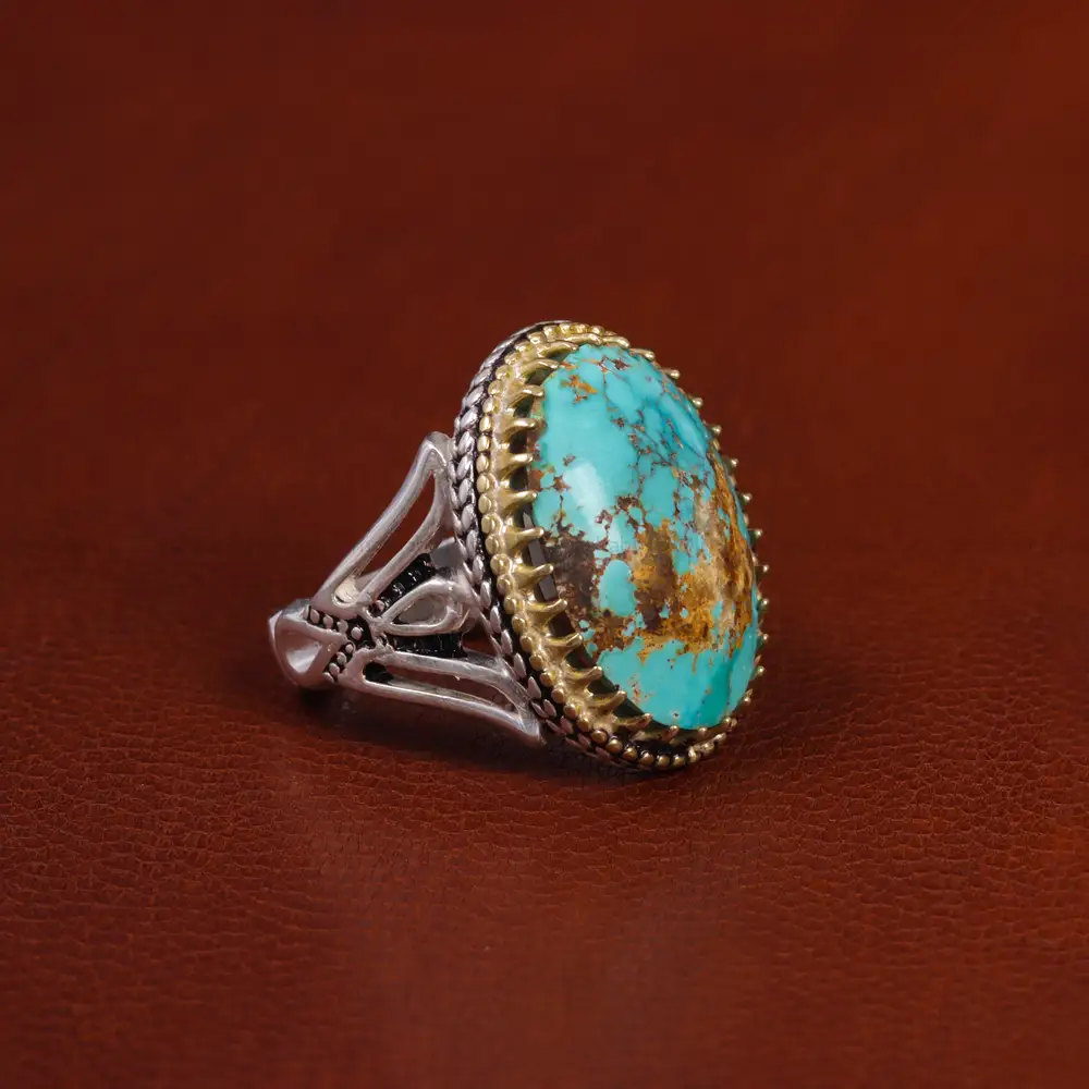 انگشتر فیروزه شجری مردانه کد 15848