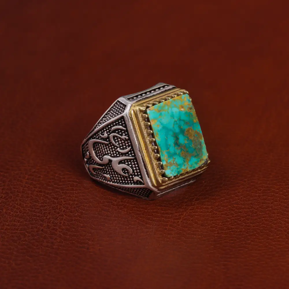 انگشتر فیروزه شجری مردانه کد 15870