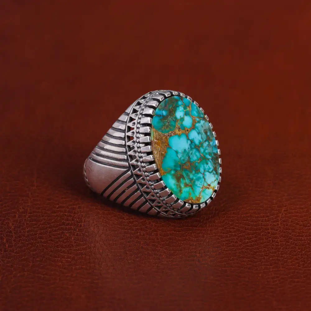 انگشتر فیروزه شجری مردانه کد 15886