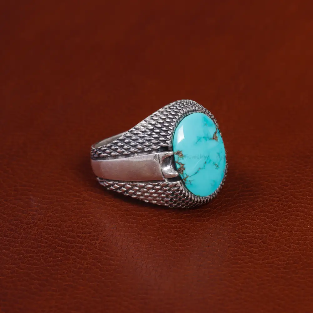 انگشتر فیروزه شجری مردانه کد 15899