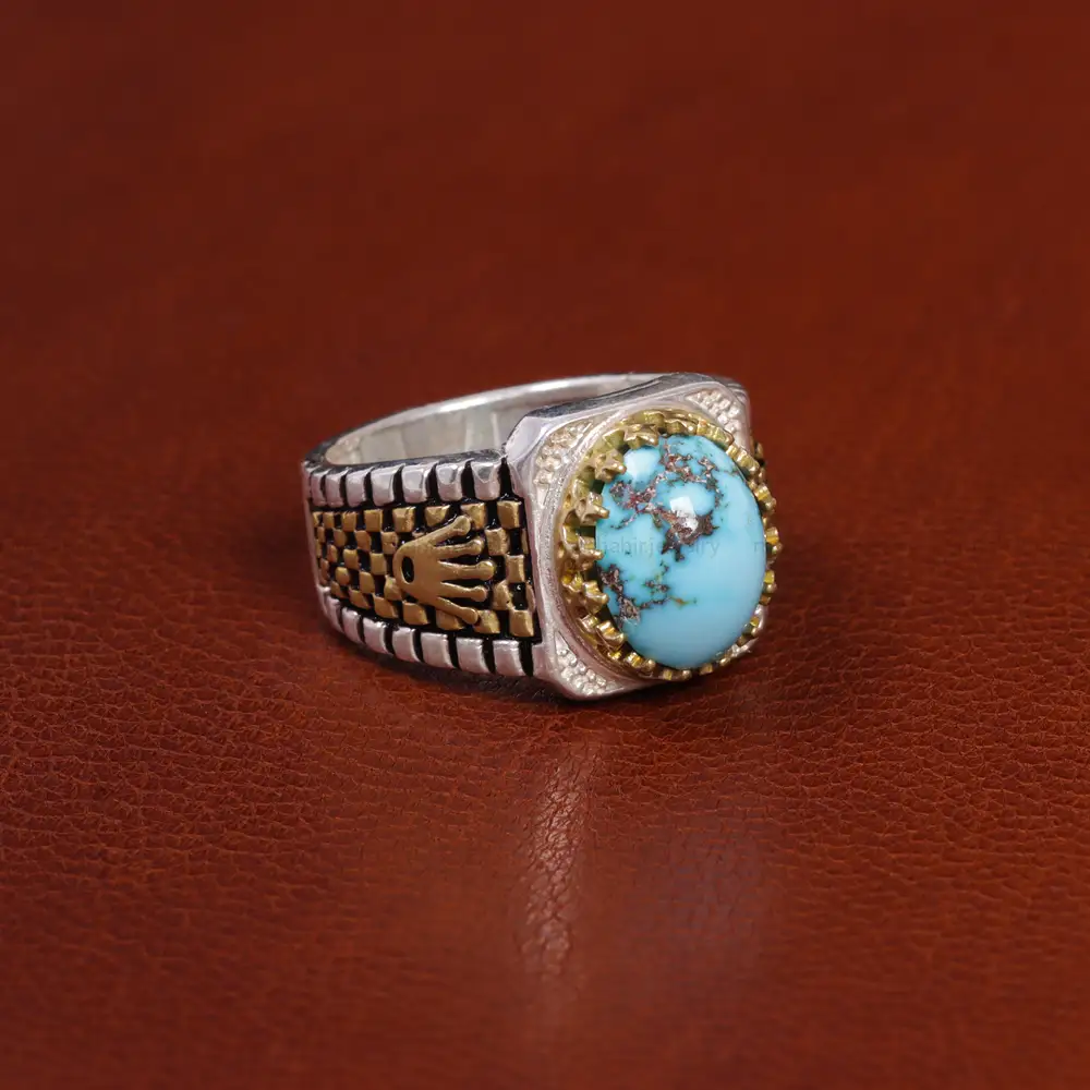 انگشتر فیروزه شجری مردانه کد 15930