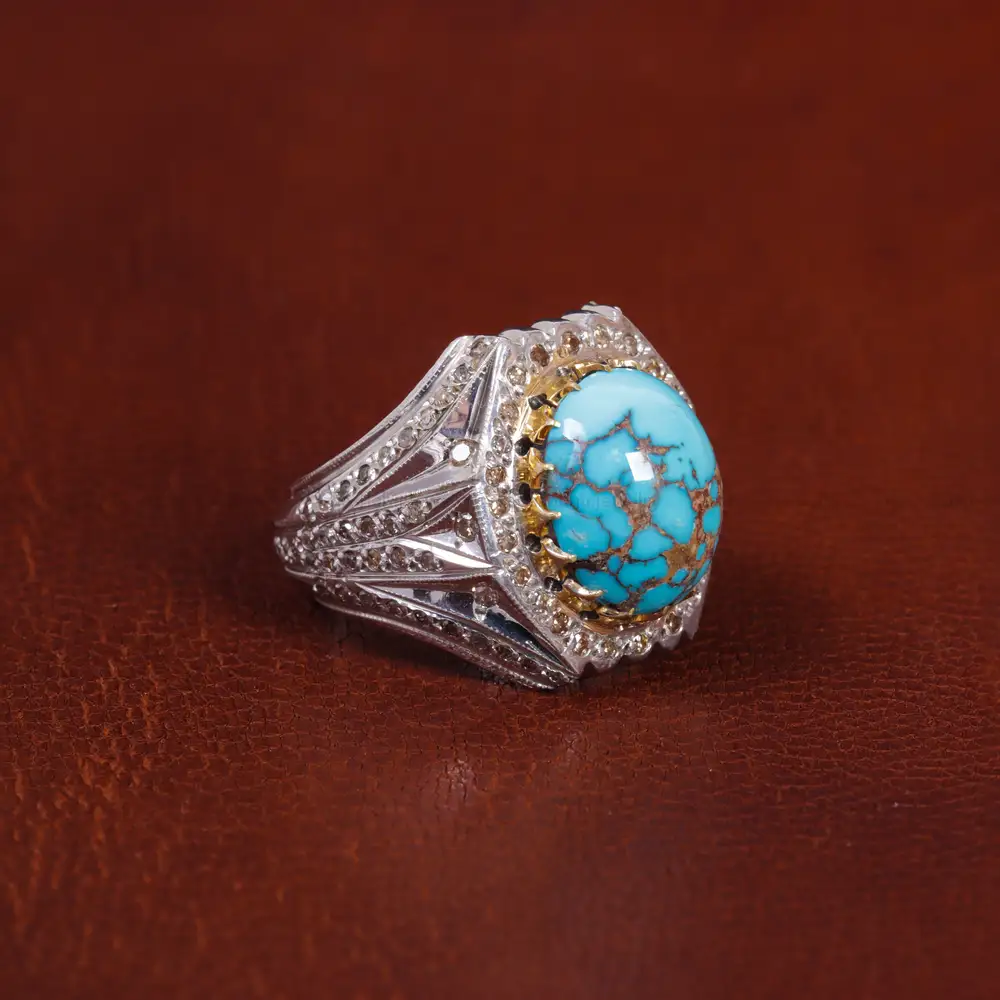 انگشتر فیروزه شجری مردانه کد 15963