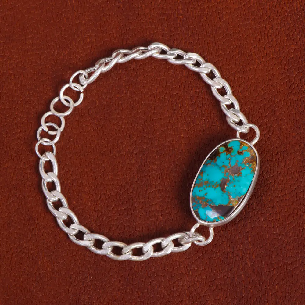 دستبند فیروزه مردانه کد 16009