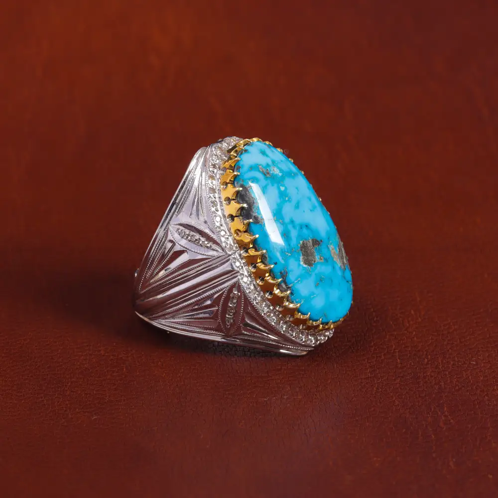 انگشتر فیروزه شجری مردانه کد 16076