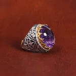 انگشتر آمیتیست مردانه کد 16077