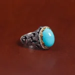 انگشتر فیروزه عجمی مردانه کد 16100