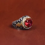 انگشتر توپاز سرخ مردانه کد 16126