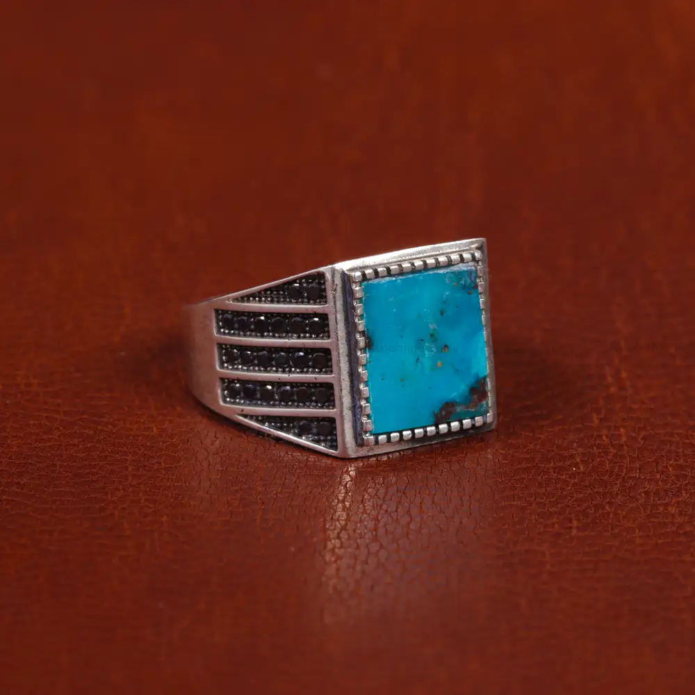 انگشتر فیروزه شجری مردانه کد 16329