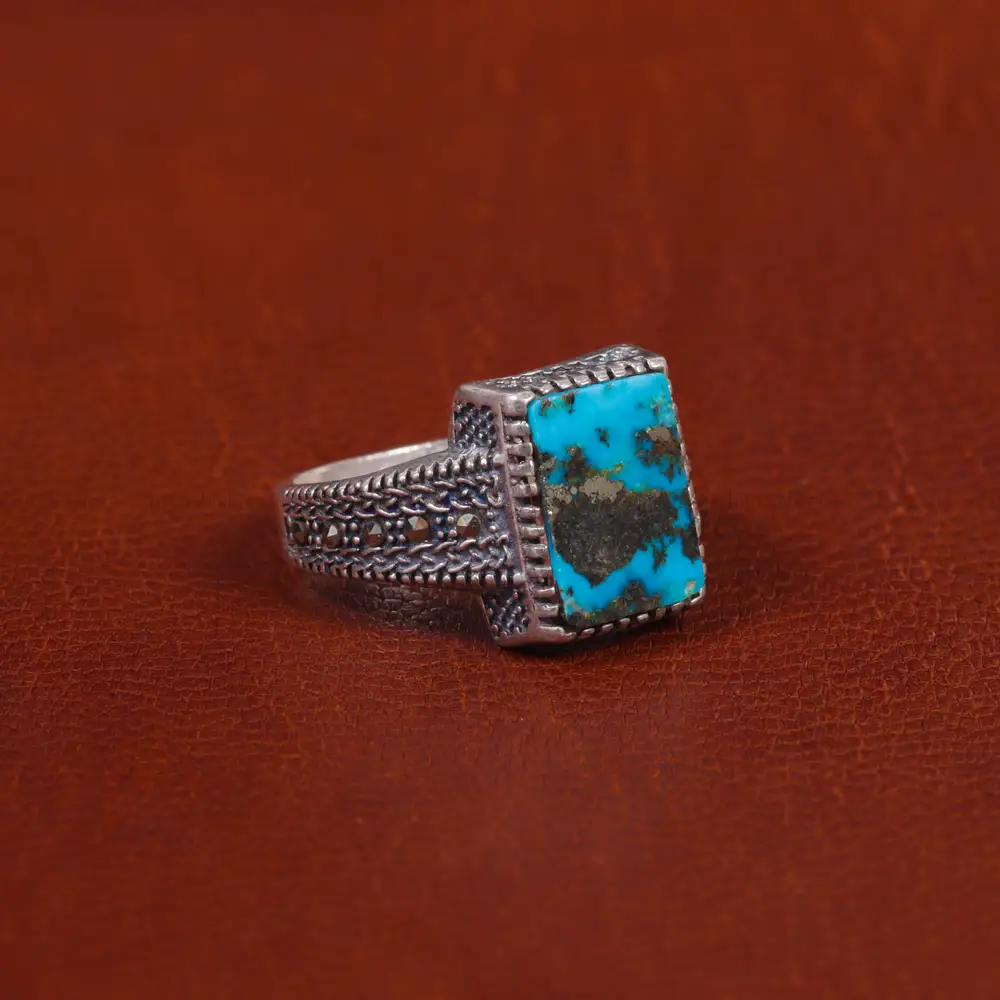 انگشتر فیروزه شجری مردانه کد 16339