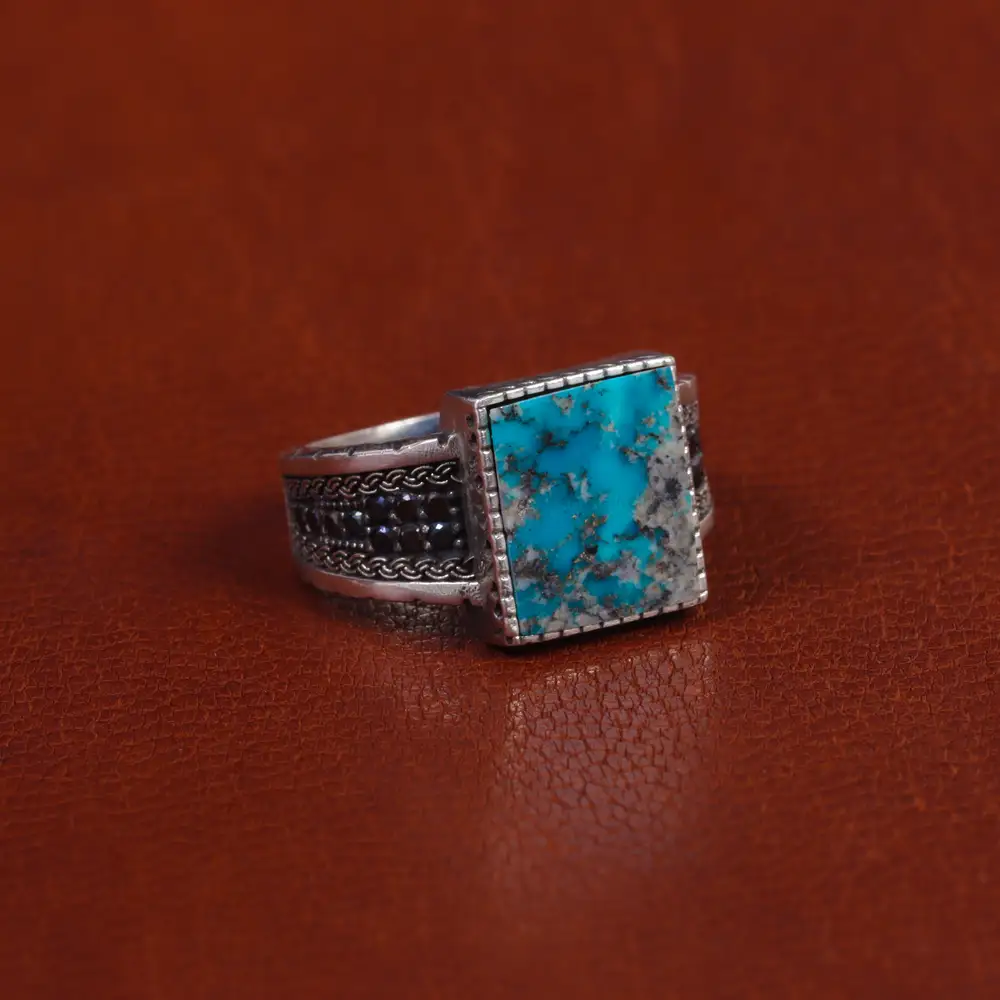 انگشتر فیروزه شجری مردانه کد 16343