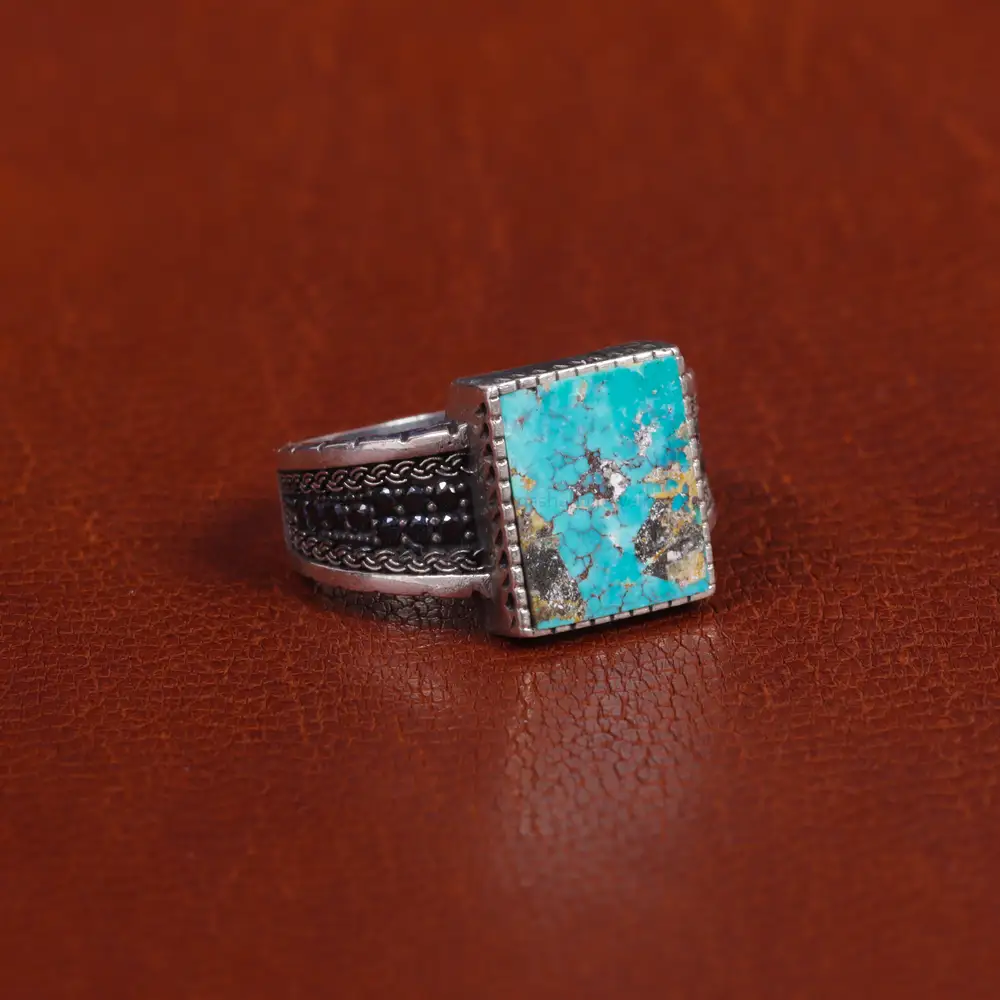 انگشتر فیروزه شجری مردانه کد 16365