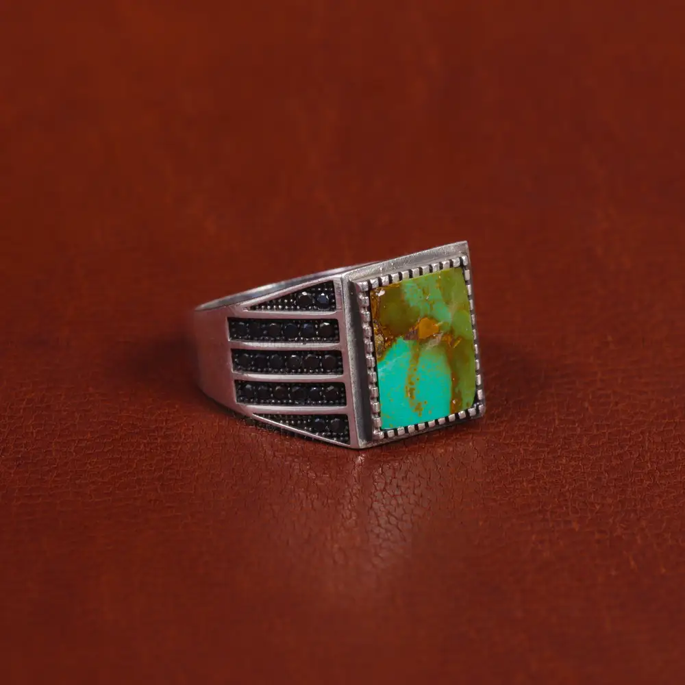 انگشتر فیروزه شجری مردانه کد 16389