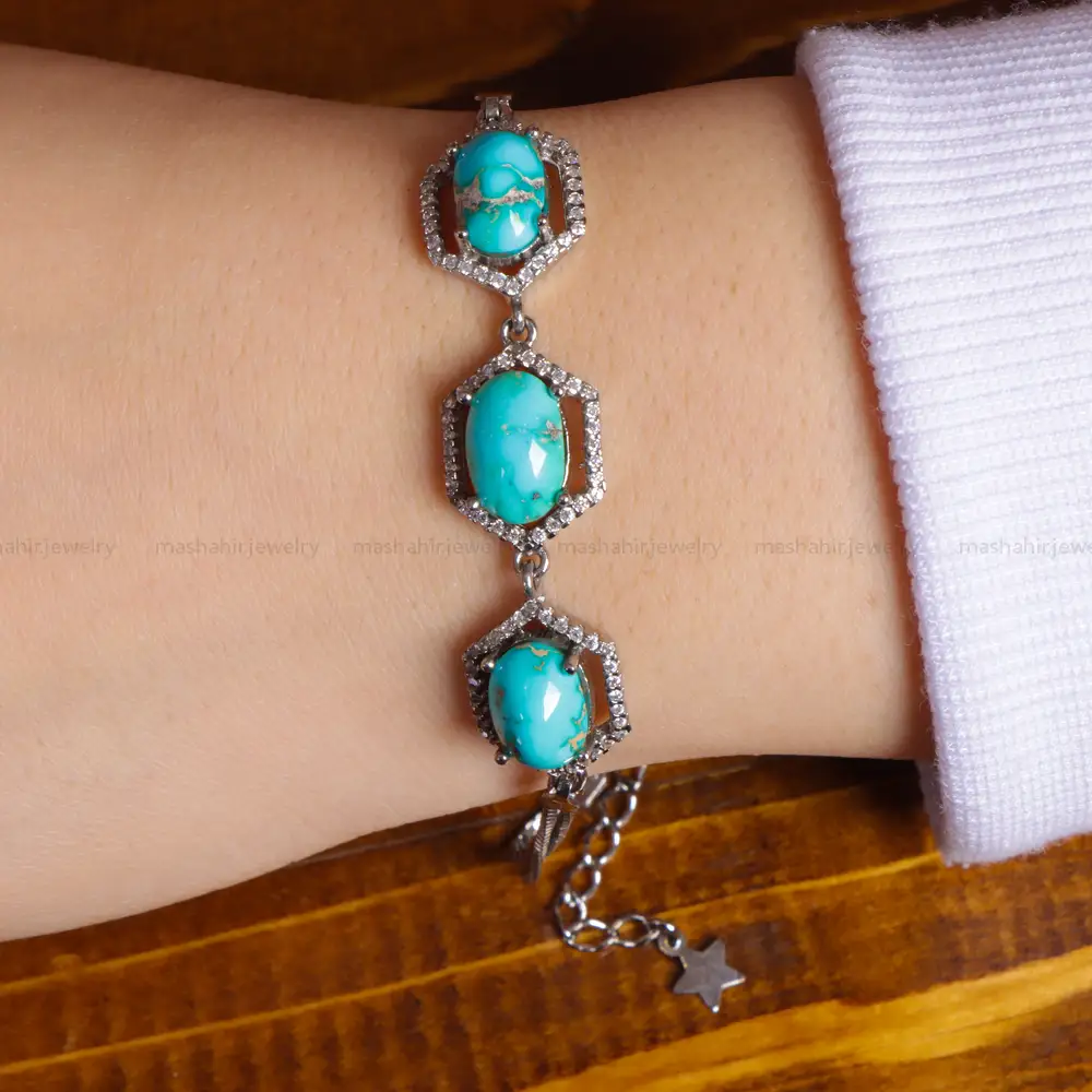 دستبند فیروزه زنانه کد 16401