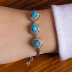 دستبند فیروزه زنانه کد 16410