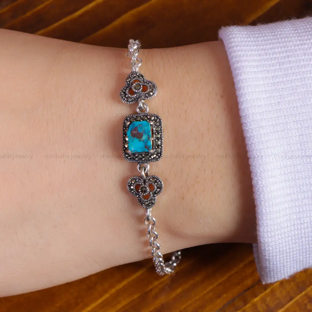 دستبند فیروزه زنانه کد 16418