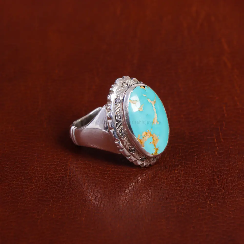 انگشتر فیروزه شجری مردانه کد 16434