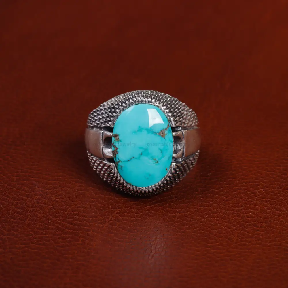 انگشتر فیروزه شجری مردانه کد 15899