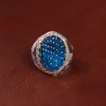 انگشتر توپاز آبی مردانه کد 15938