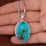 گردنبند فیروزه مردانه کد 15989