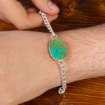 دستبند فیروزه مردانه کد 15990