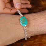 دستبند فیروزه مردانه کد 15991
