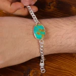 دستبند فیروزه مردانه کد 15993